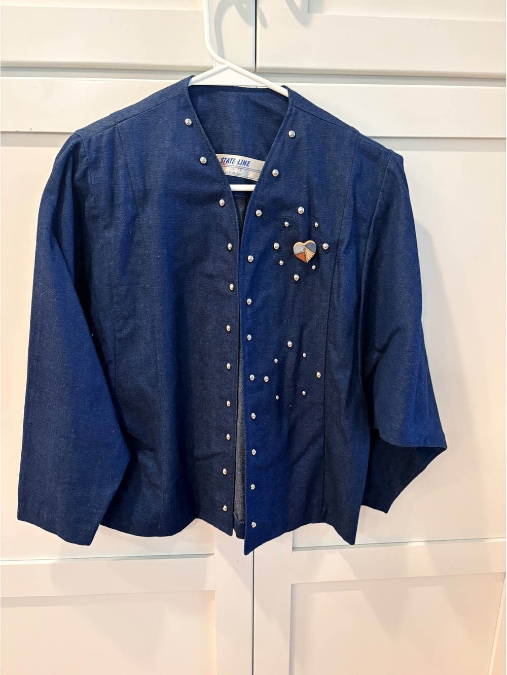 Vintage State Line of Eldorado Blue Denim Jacket with Stud and Heart Detail